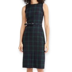 J. Crew Plaid Midi Dress - Black and Green